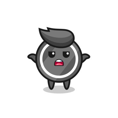 Hokey topu maskotu karakteri, ne bileyim, tişört, çıkartma, logo elementi için şirin bir tasarım diyor.