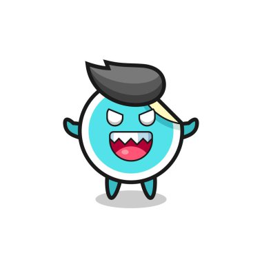 Şeytani çıkartma maskotu karakteri, tişört, etiket, logo elementi için şirin bir tasarım.