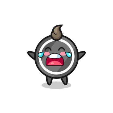 Ağlayan hokey diski güzel bebek, tişört, çıkartma, logo elementi için şirin tasarım.