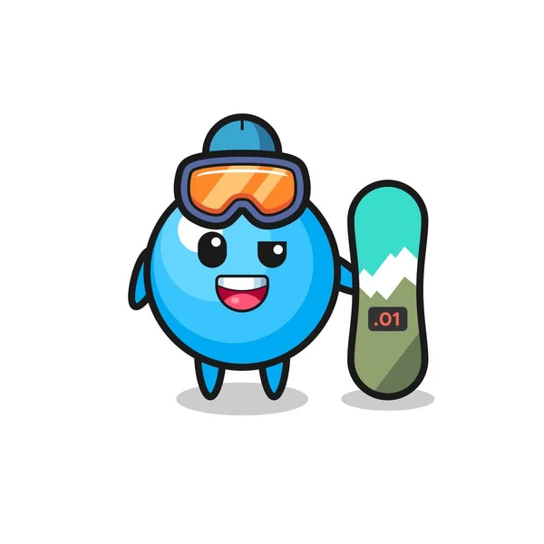 Illustration Des Bubble Gum Charakters Mit Snowboard Stil Niedliches Design — Stockvektor