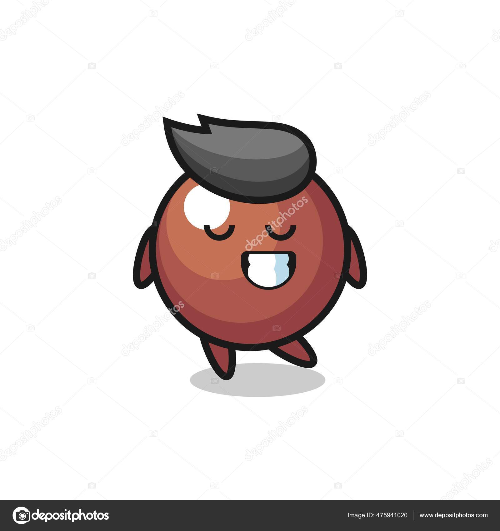 Utangaç Bir Ifadeyle Çikolata Topu Çizimi Tişört Etiket Logo Elementi