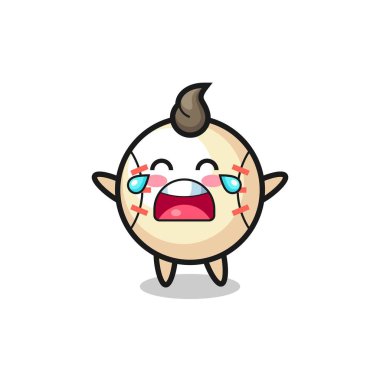 Ağlayan beysbol bebeği, tişört, çıkartma ve logo için şirin bir tasarım.