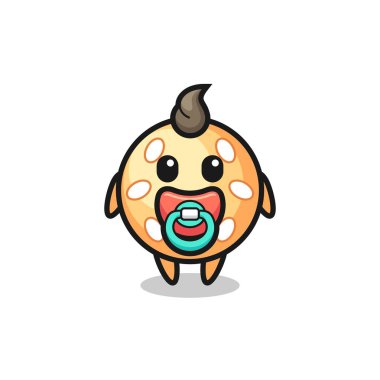 bebek susamlı karikatür karakteri emzik, tişört, etiket, logo elementi için şirin bir tasarım