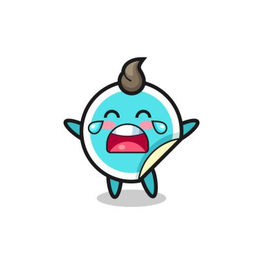 Ağlayan tatlı bebek çıkartması, tişört, çıkartma, logo elementi için şirin bir tasarım.