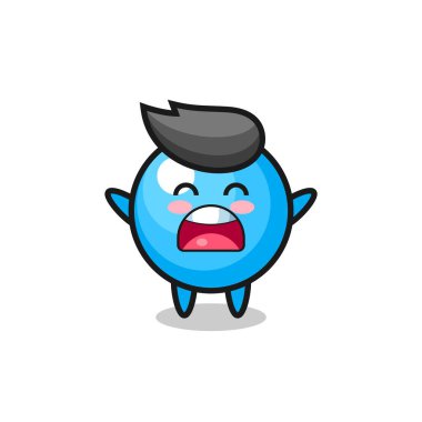 Şirin balonlu sakız maskotu, esneme ifadesi, tişört, çıkartma, logo elementi için şirin bir tasarım.