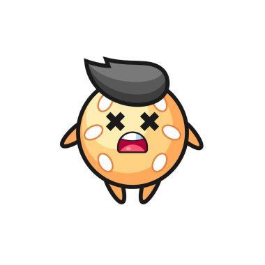 Ölü susam topu maskotu karakteri, tişört, çıkartma, logo elementi için şirin bir tasarım.