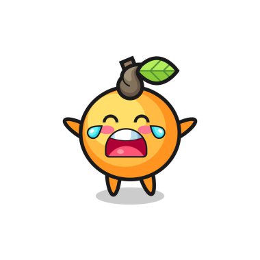 Ağlayan portakallı, tatlı bebek, tişört, çıkartma, logo elementi için şirin tasarım.