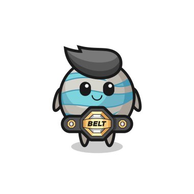 Kemerli MMA savaşçı gezegen maskotu. Tişört, çıkartma, logo elementi için şirin bir tasarım.