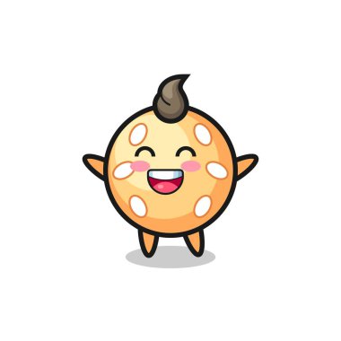 Mutlu bebek susamlı top çizgi film karakteri, tişört, etiket, logo elementi için şirin tasarım.