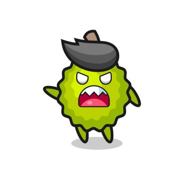Çok kızgın durian karikatürü, tişört, çıkartma, logo elementi için şirin bir tasarım.