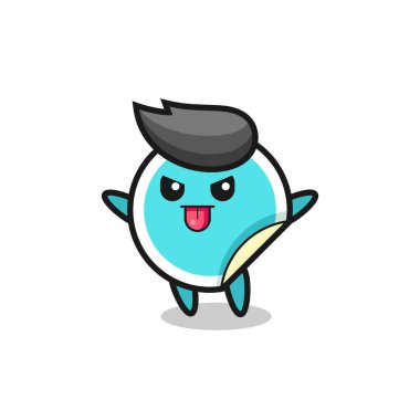 Alaycı poziyondaki yaramaz çıkartma karakteri, tişört, etiket, logo ögesi için şirin tasarım