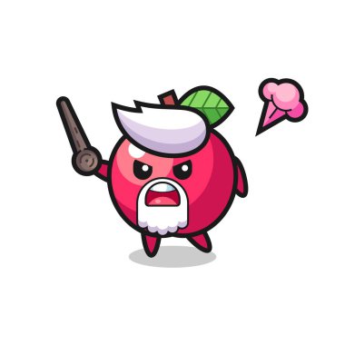 Şirin elma dedem sinirlenmeye başladı. Tişört, çıkartma, logo elementleri için şirin bir tasarım.