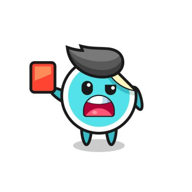 Hakem olarak sevimli maskot kırmızı kart veriyor. Tişört, çıkartma, logo elementi için şirin bir tasarım.