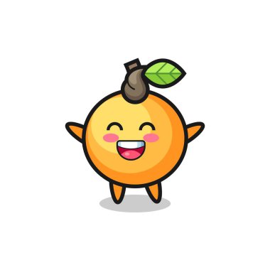 Mutlu bebek portakallı meyve çizgi film karakteri, tişört, çıkartma, logo elementi için şirin tasarım.