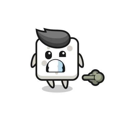 Osuran şeker küpü çizgi filminin çizimi, tişört, etiket, logo elementi için şirin tasarım.