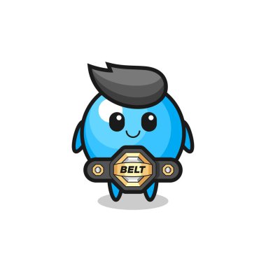 Kemerli MMA savaşçı balonlu sakız maskotu. Tişört, çıkartma, logo elementi için şirin bir tasarım.