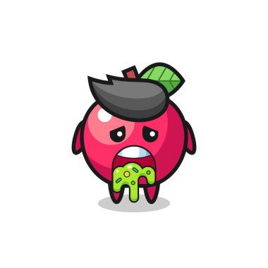 Kusmuklu şirin elma karakteri, tişört, etiket, logo elementi için şirin bir tasarım.