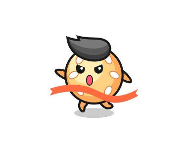 Şirin susam topu illüstrasyonu bitişe yaklaşıyor, tişört, etiket, logo elementi için şirin bir tasarım.