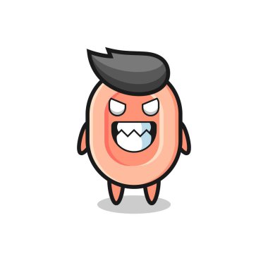 Tatlı maskot karakterinin şeytani ifadesi, tişört, çıkartma, logo elementi için şirin tasarım.