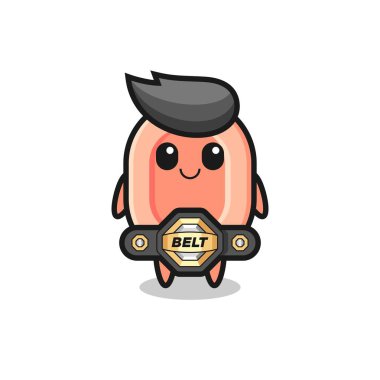 Kemerli MMA sabun maskotu. Tişört, çıkartma, logo elementi için şirin bir tasarım.