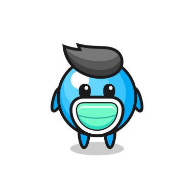 Maske takan sevimli balonlu sakız karikatürü, tişört, etiket, logo elemanı için şirin bir tasarım.