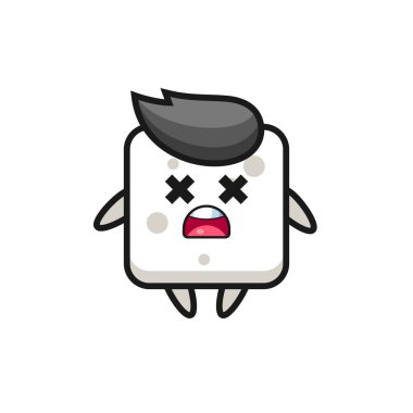 Ölü şeker küpü maskotu karakteri, tişört, çıkartma, logo elementi için şirin bir tasarım