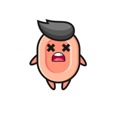 Ölü sabun maskotu karakteri, tişört, çıkartma, logo elementi için şirin bir tasarım.