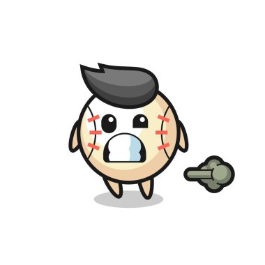 Beyzbol çizgi filminin osuruğu, tişört, çıkartma ve logo için şirin bir tasarım çizimi.