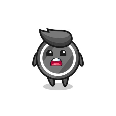 Hokey diski çizimi ve özür dileme ifadesi tişört, çıkartma, logo elementi için şirin bir tasarım.