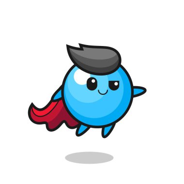 Şirin sakız süper kahraman uçuyor, tişört, etiket, logo elementi için şirin bir tasarım.