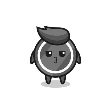 Hokey diski karakterlerinin sıkılmış ifadesi, tişört, çıkartma, logo elementi için şirin bir tasarım.