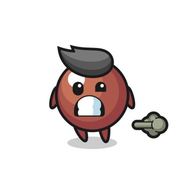 Osuruk yapan çikolata topu karikatürü, tişört, çıkartma, logo elementi için şirin bir tasarım.