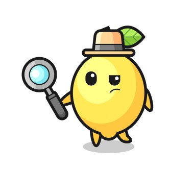 Lemon Detective karakteri bir davayı inceliyor. Tişört, çıkartma ve logo için şirin bir tasarım.