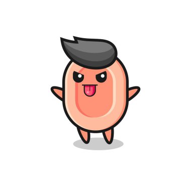 Alaycı poziyonda yaramaz sabun karakteri, tişört, etiket, logo ögesi için şirin tasarım