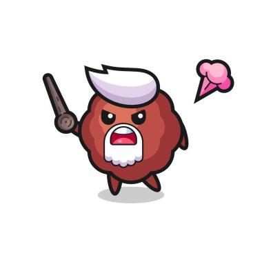 Şirin köfte dedem sinirlenmeye başladı. Tişört, etiket ve logo için şirin bir tasarım.