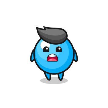 Özür dileyen ifadeyle balonlu sakız çizimi, tişört, etiket, logo elementi için şirin bir tasarım.