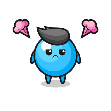 Şirin sakız çizgi film karakterinin rahatsız edici ifadesi, tişört, etiket, logo ögesi için şirin tarz tasarımı