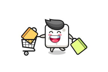 Siyah Cuma illüstrasyonu, sevimli küp şeker maskotu, tişört, çıkartma, logo elementi için şirin tasarım.