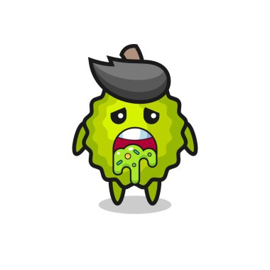 Kusmuklu sevimli Durian karakteri, tişört, çıkartma, logo elementi için şirin tasarım.