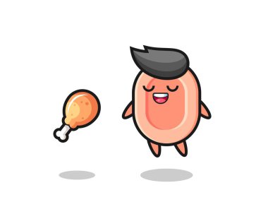 Tatlı sabun yüzüyor ve kızarmış tavuk yüzünden cezbedildi. Tişört, çıkartma, logo elementi için şirin bir tasarım.