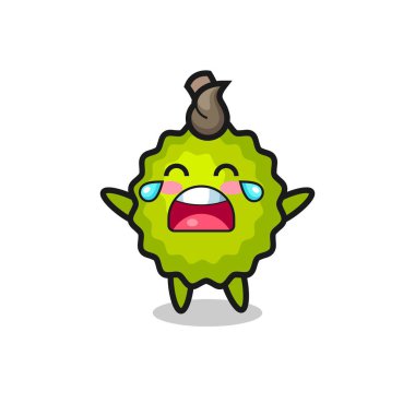 Ağlayan Durian bebeğinin çizimi, tişört, çıkartma, logo elementi için şirin bir tasarım.