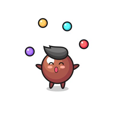 Çikolata topu sirk çizgi filmi bir top, tişört, çıkartma, logo elementi için şirin bir tasarım.