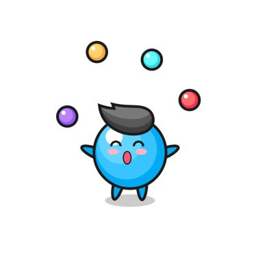 Balonlu sakız sirk çizgi filmi bir topla hokkabazlık, tişört, çıkartma, logo elementi için şirin bir tasarım.