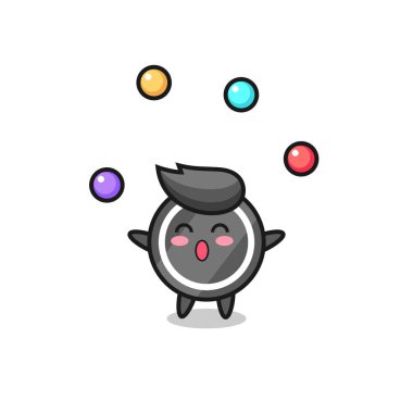 Hokey diski sirk çizgi filmi top hokkabazlığı, tişört, çıkartma, logo elementi için şirin bir tasarım.