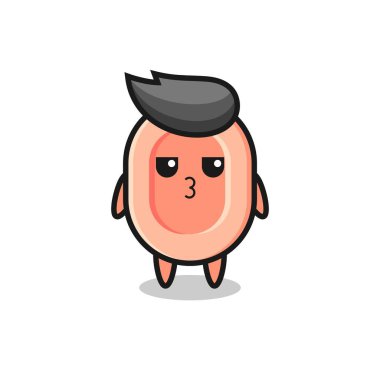 Tatlı sabun karakterlerinin sıkılmış ifadesi, tişört, etiket, logo elementi için şirin tarz tasarımı