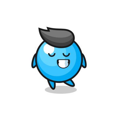 Utangaç bir ifadeyle balonlu sakız karikatür çizimi, tişört, etiket, logo elementi için şirin bir tasarım