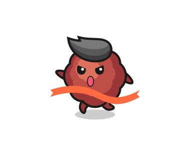 Şirin köfte çizimi bitişe ulaşıyor, tişört, etiket, logo elementi için şirin bir tasarım.