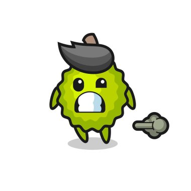 Durian çizgi filminin osurması, tişört, çıkartma ve logo için şirin bir tasarım çizimi.