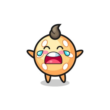 Ağlayan susam topunun güzel bebeği, tişört, çıkartma, logo elementi için şirin bir tasarım.