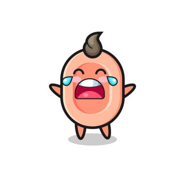 Ağlayan tatlı bebek sabunu, tişört, çıkartma, logo elementi için şirin tasarım.